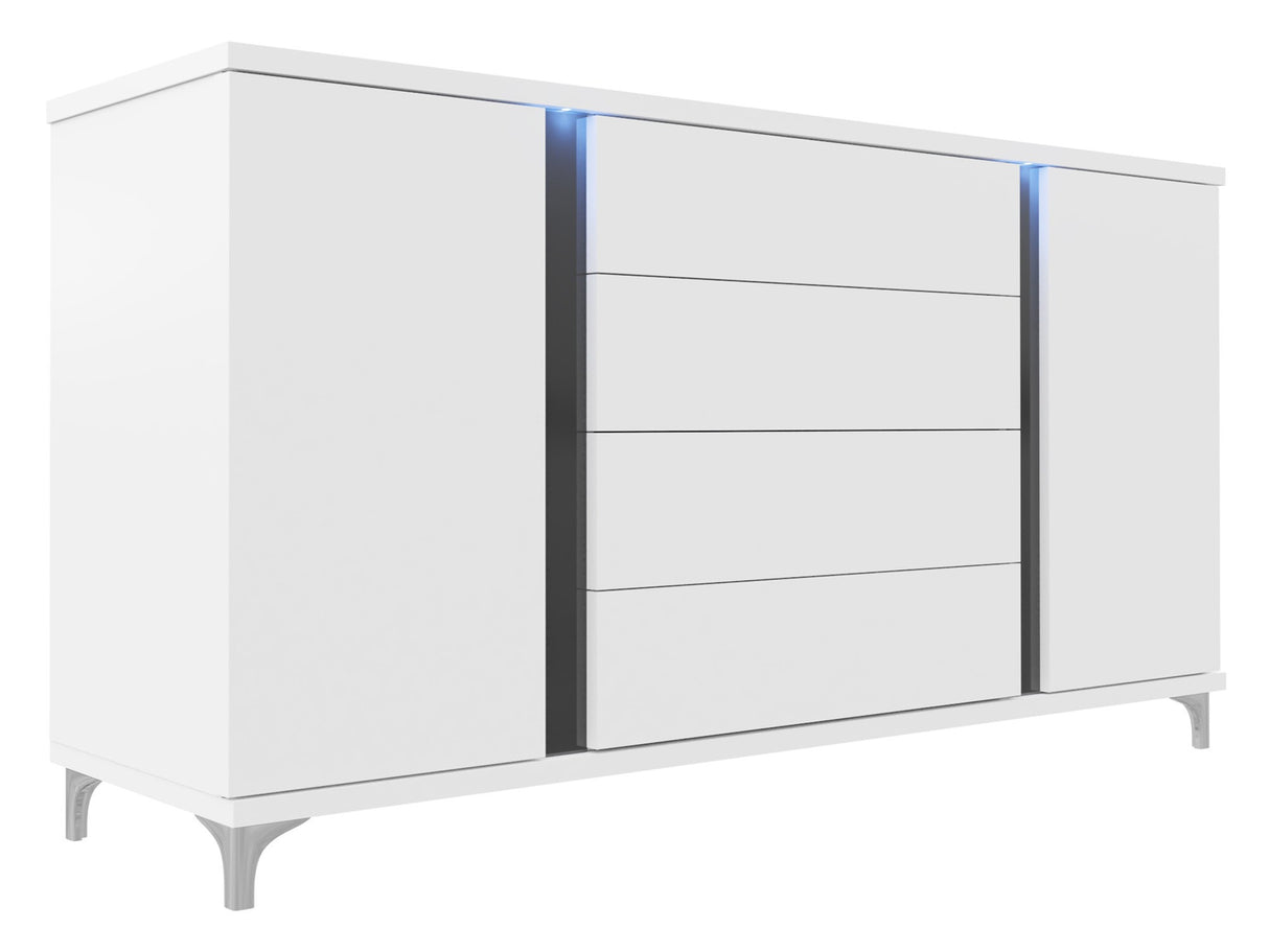 Komód MARCO 180 (Anrok 180 AR04), Szín: Fehér + Fényes fehér + Fényes fekete
