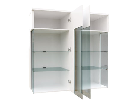 Fali szekrény MARCO 90 (Anrok 90/110 AR05), Szín: Fehér + Fényes fehér + Fényes fa