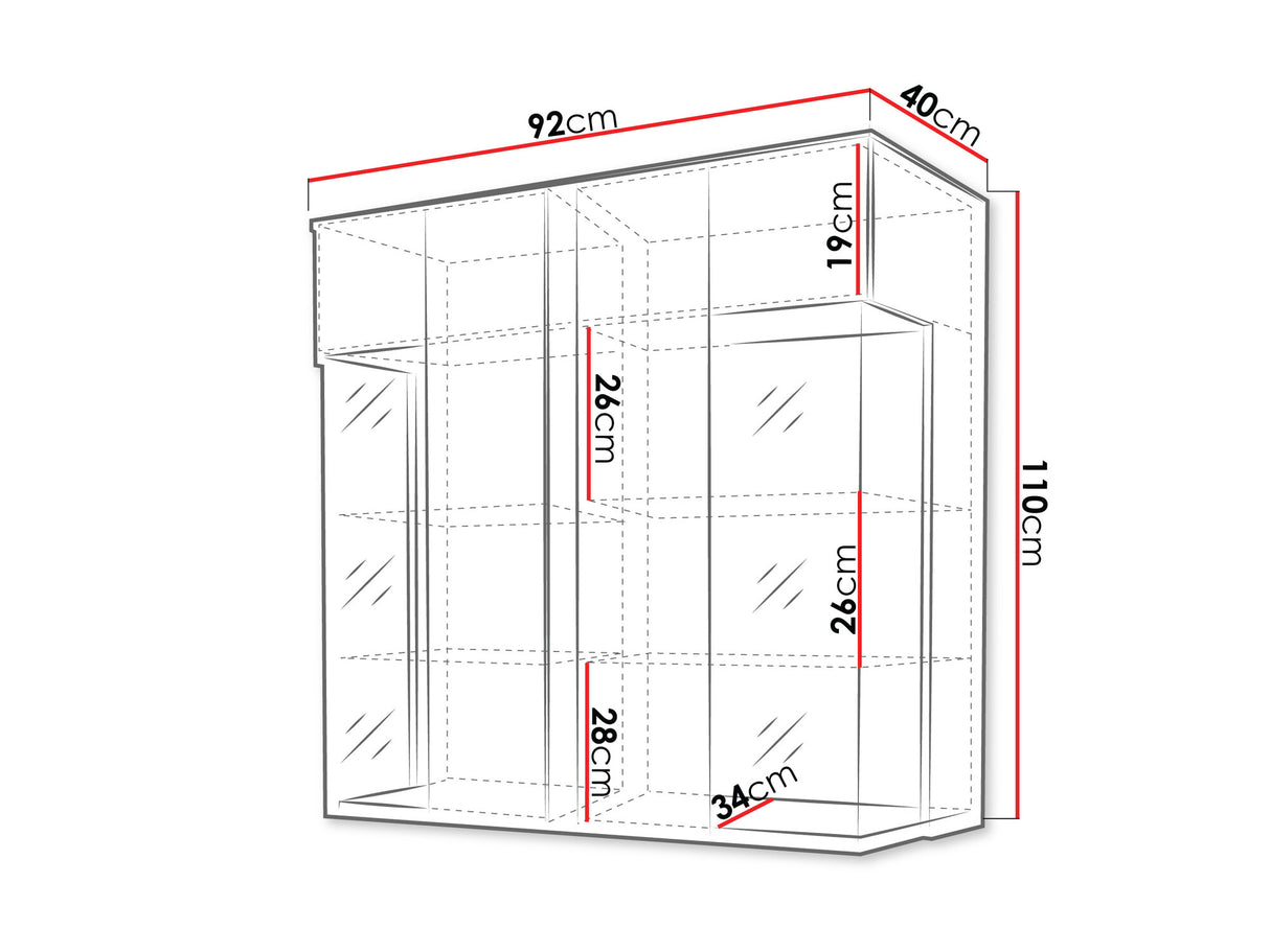 Fali szekrény MARCO 90 (Anrok 90/110 AR05), Szín: Fehér + Fényes fehér + Fényes fa