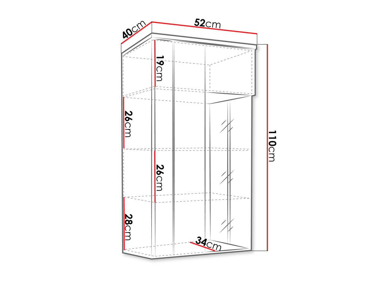 Fali szekrény MARCO 50 (Anrok 50/110 L AR06), Szín: Fehér + Fényes fehér + Fényes fekete