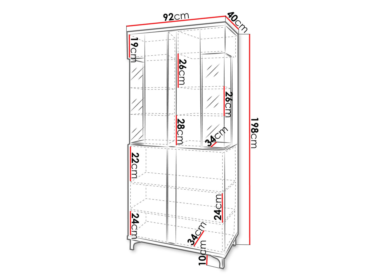 Könyvespolc MARCO duża 90, Szín: Fehér + Fényes fehér + Fényes fa