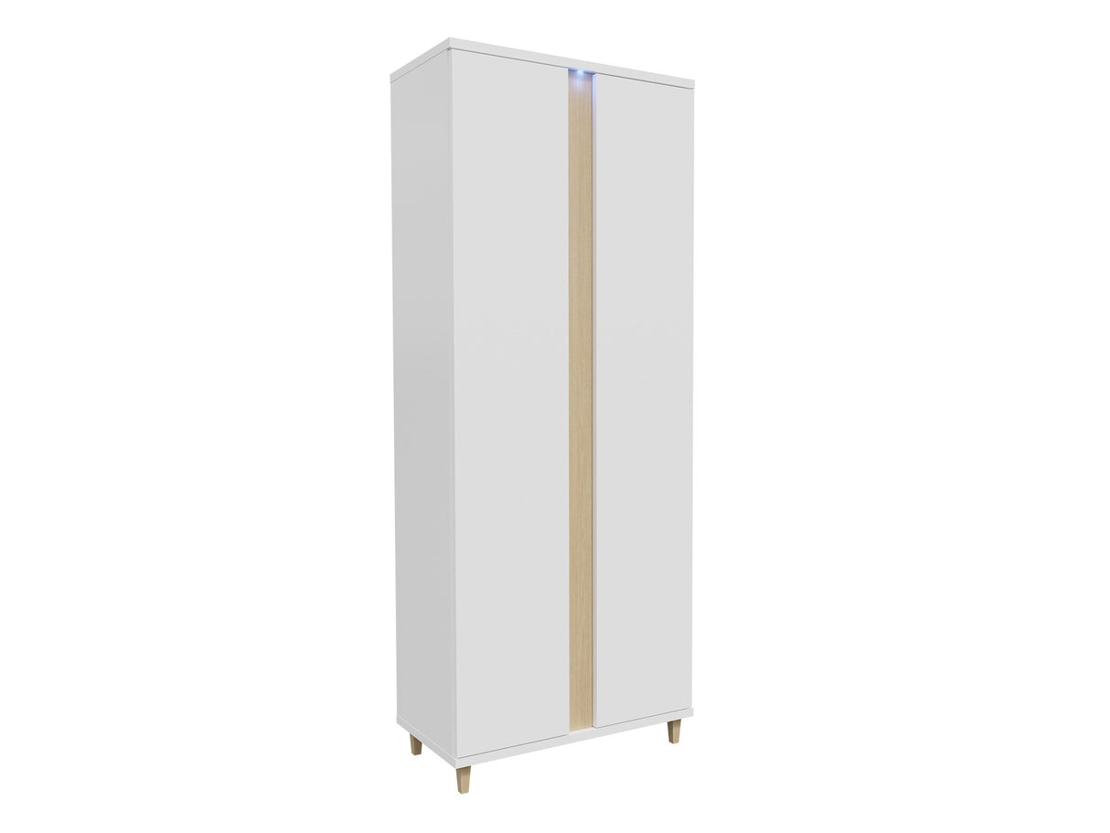 Gardróbszekrény MARCO (Anrok AR16), Szín: Fehér + Fényes fehér + Fényes fa