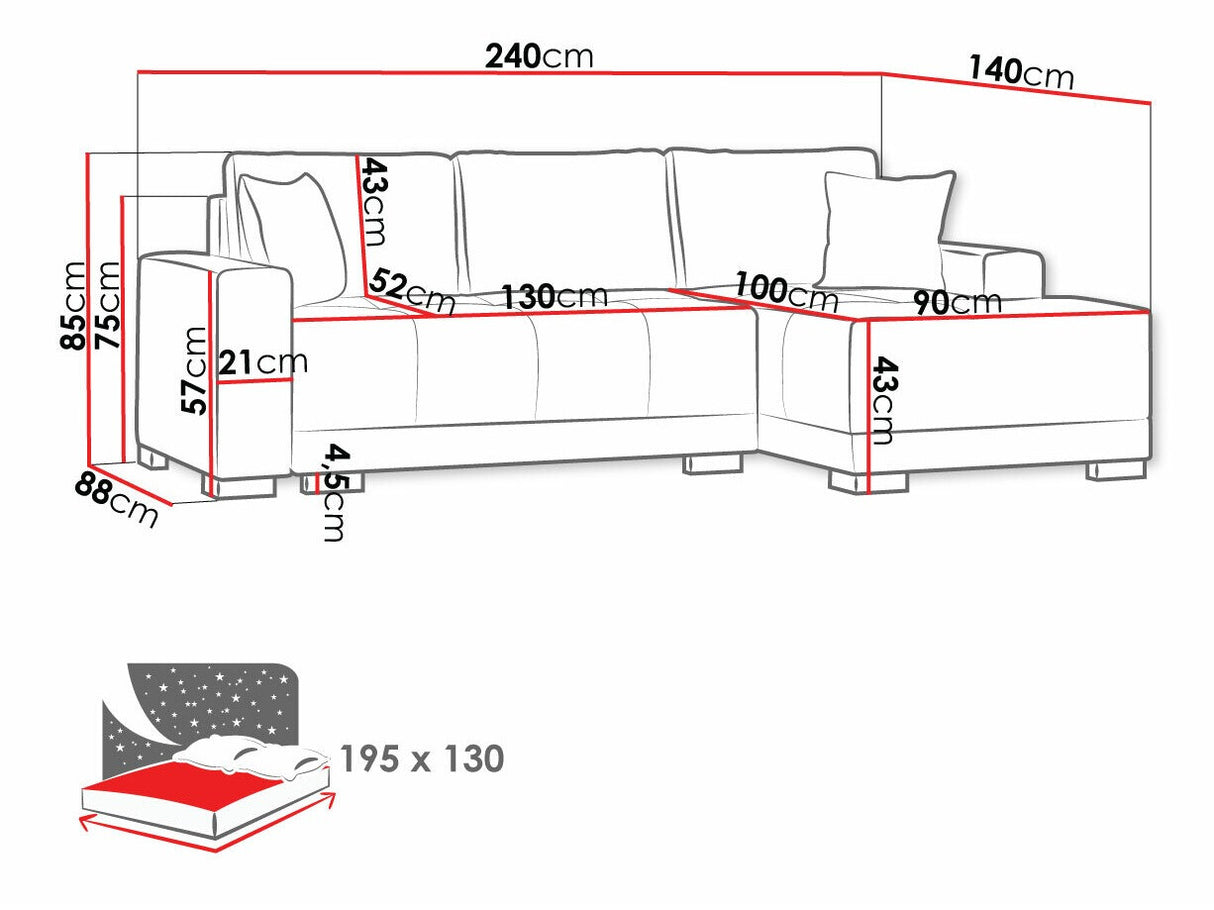 Sarokkanapé Dallas (Melan) II, Változatok: Jobbos, Szín: Alova 07 + Alova 68