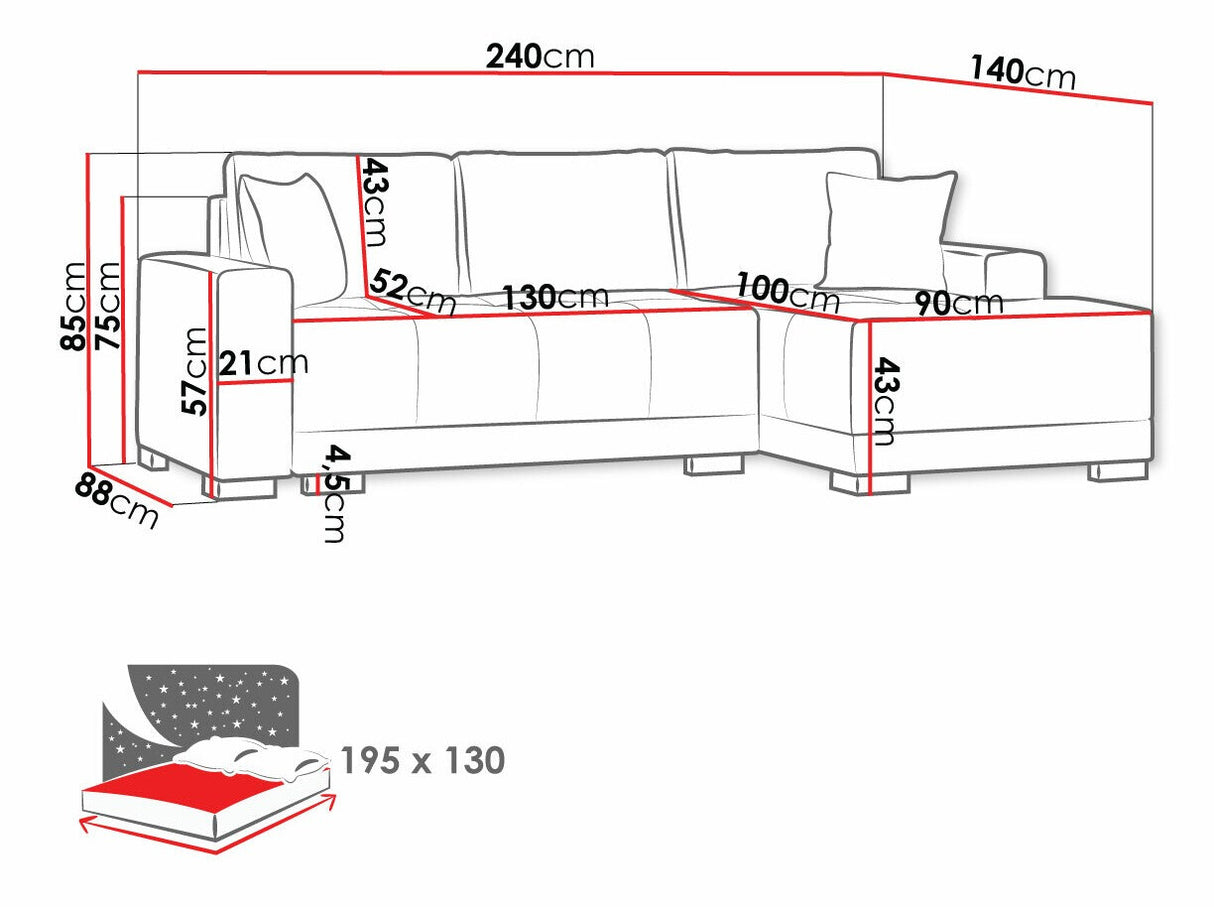 Sarokkanapé Dallas (Melan) II, Változatok: Balos, Szín: Alova 04 + Alova 36