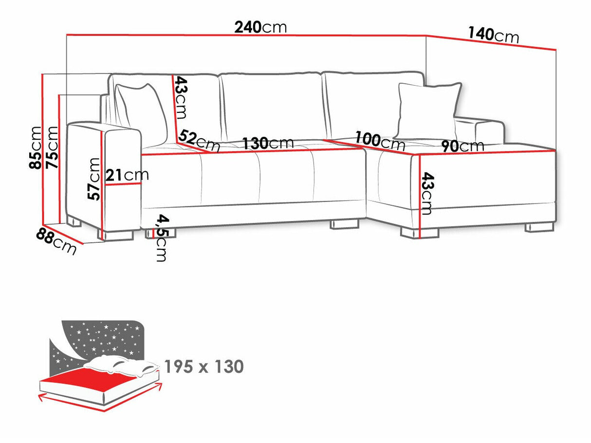 Sarokkanapé Dallas (Melan) II,Változatok: Jobbos, Szín: Alova 04 + Alova 36