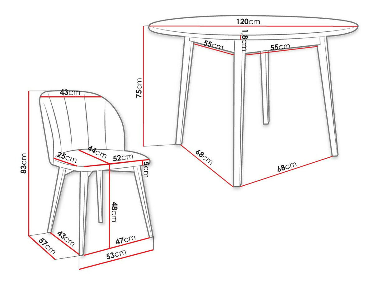 Étkezőgarnitúra Zestaw 04 4xS100 SKANDI FI, Szék színe: Fekete + Magic Velvet 2216, Asztal színe: Fekete