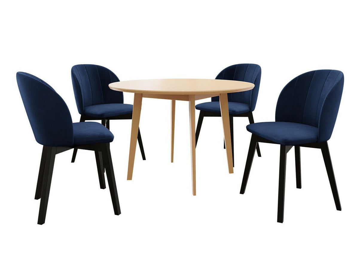 Étkezőgarnitúra Zestaw 04 4xS100 SKANDI FI, Szék színe: Fekete + Magic Velvet 2216, Asztal színe: Barna