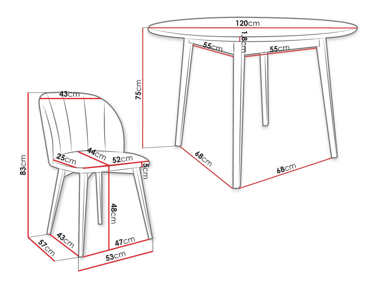Étkezőgarnitúra Zestaw 04 4xS100 SKANDI FI, Szék színe: Fekete + Magic Velvet 2217, Asztal színe: Fekete