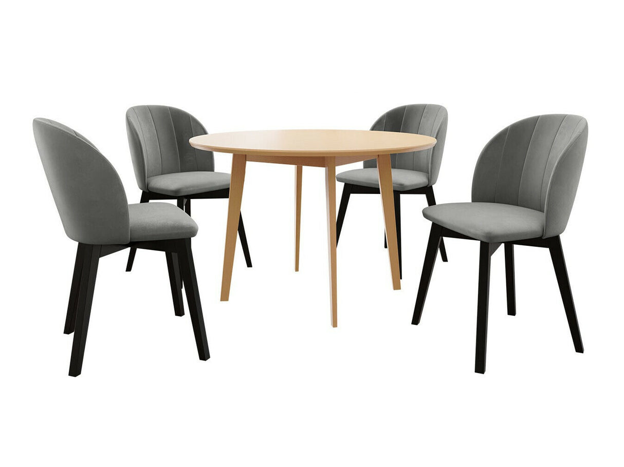 Étkezőgarnitúra Zestaw 04 4xS100 SKANDI FI, Szék színe: Fekete + Magic Velvet 2217, Asztal színe: Barna