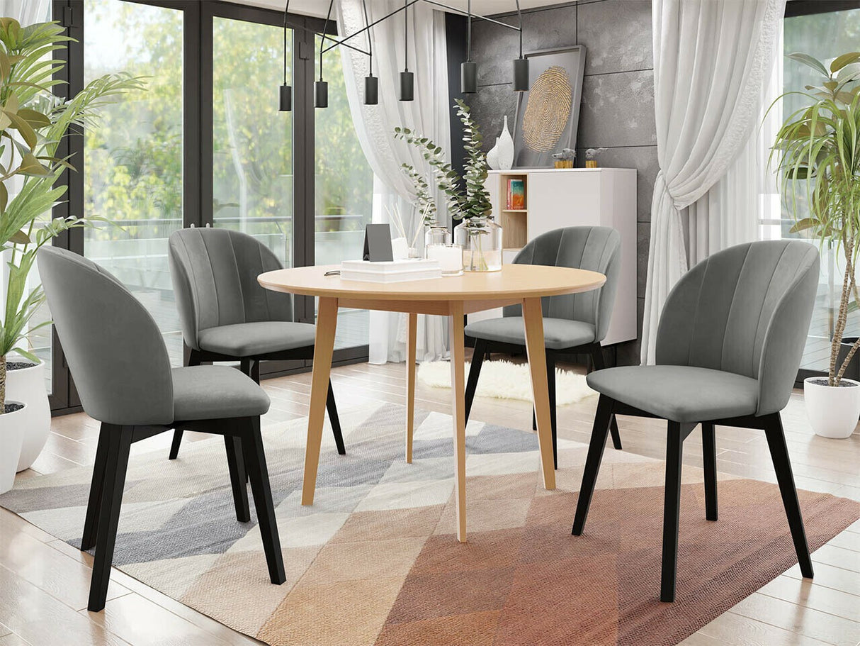 Étkezőgarnitúra Zestaw 04 4xS100 SKANDI FI, Szék színe: Fekete + Magic Velvet 2217, Asztal színe: Barna