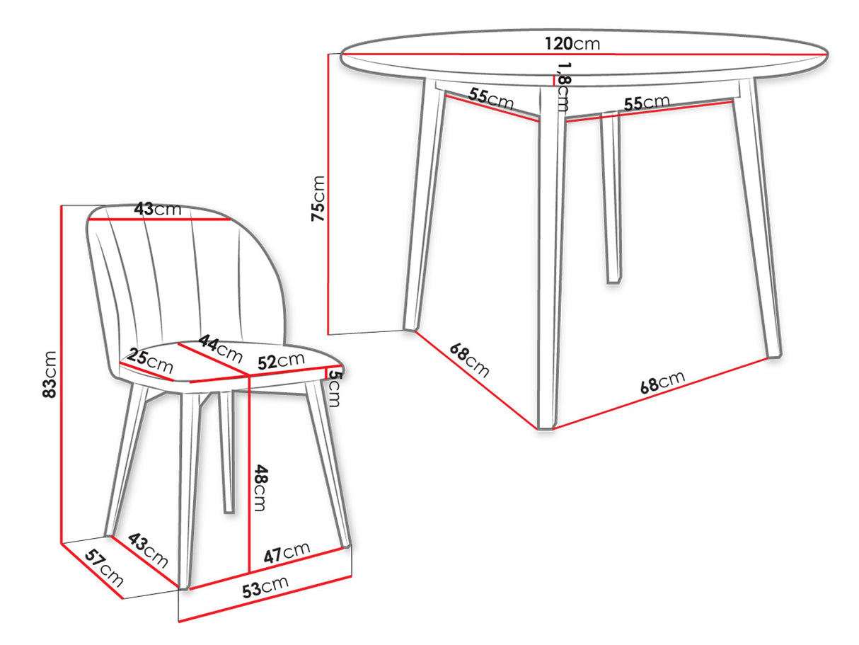 Étkezőgarnitúra Zestaw 04 4xS100 SKANDI FI, Szék színe: Fekete + Magic Velvet 2225, Asztal színe: Fekete