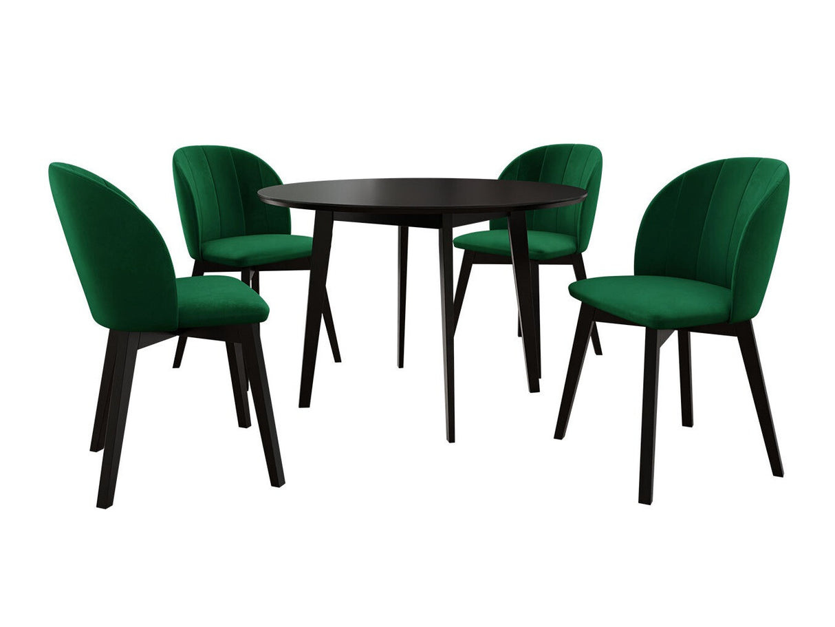 Étkezőgarnitúra Zestaw 04 4xS100 SKANDI FI, Szék színe: Fekete + Magic Velvet 2225, Asztal színe: Fekete