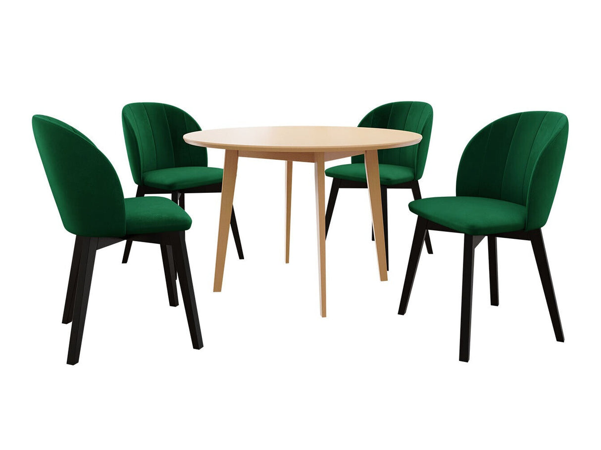 Étkezőgarnitúra Zestaw 04 4xS100 SKANDI FI, Szék színe: Fekete + Magic Velvet 2225, Asztal színe: Barna