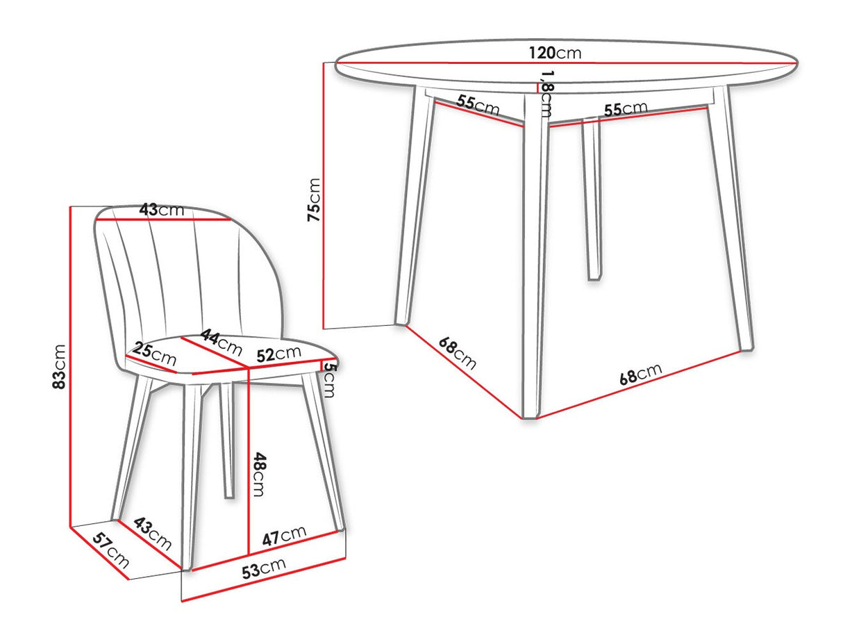 Étkezőgarnitúra Zestaw 04 4xS100 SKANDI FI, Szék színe: Fekete + Magic Velvet 2225, Asztal színe: Barna