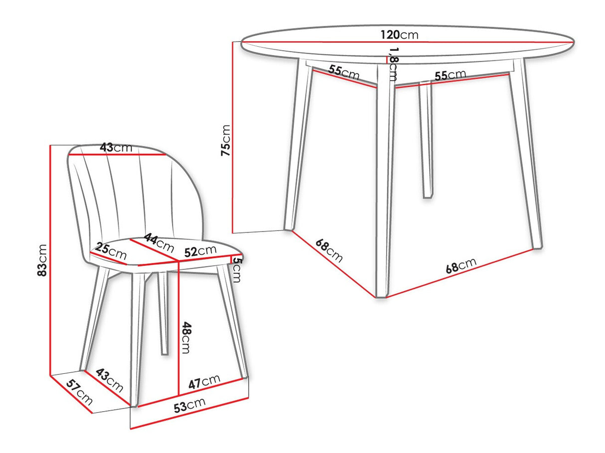 Étkezőgarnitúra Zestaw 04 4xS100 SKANDI FI, Szék színe: Fekete + Magic Velvet 2250, Asztal színe: Fekete