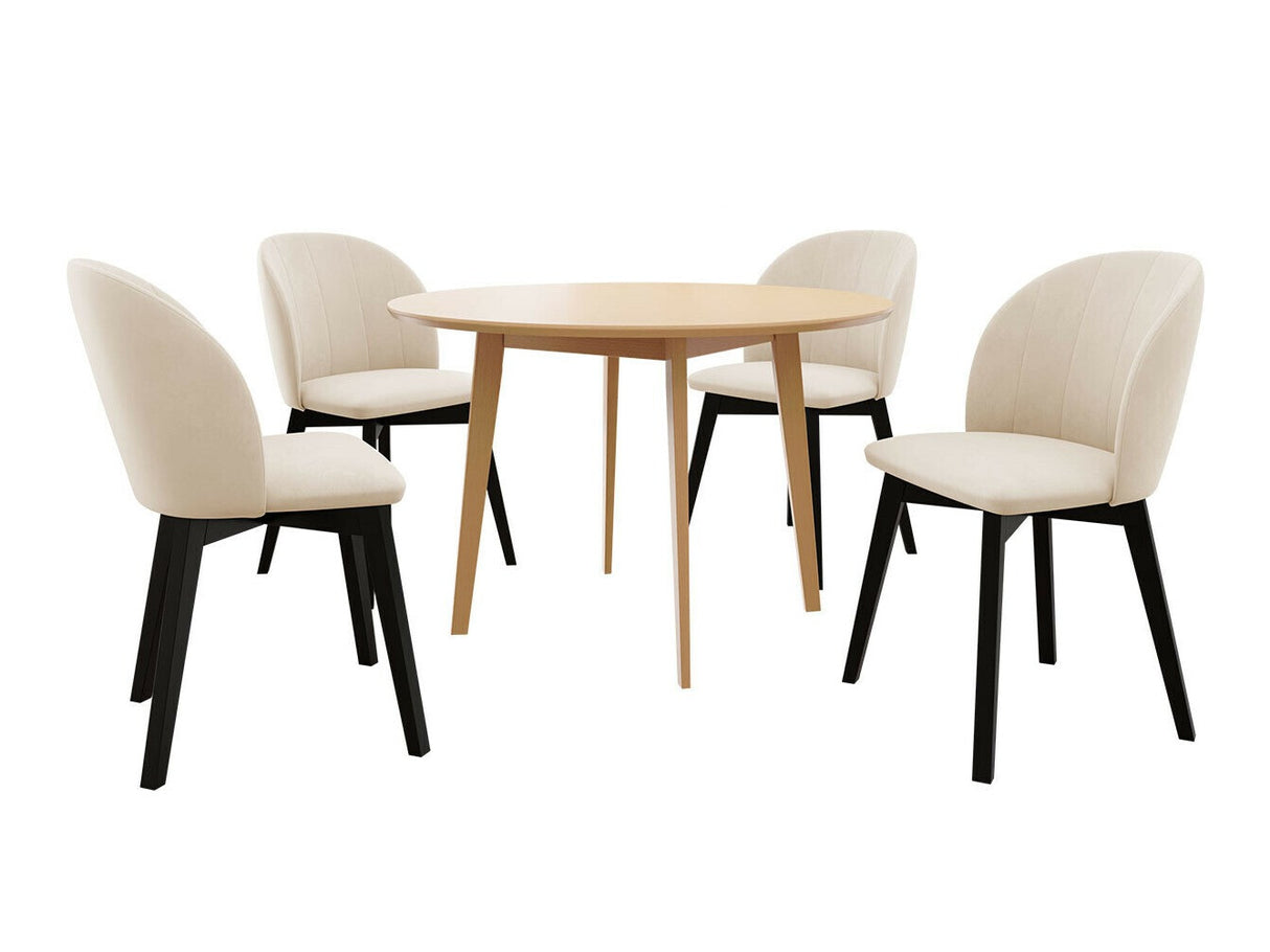 Étkezőgarnitúra Zestaw 04 4xS100 SKANDI FI, Szék színe: Fekete + Magic Velvet 2250, Asztal színe: Barna