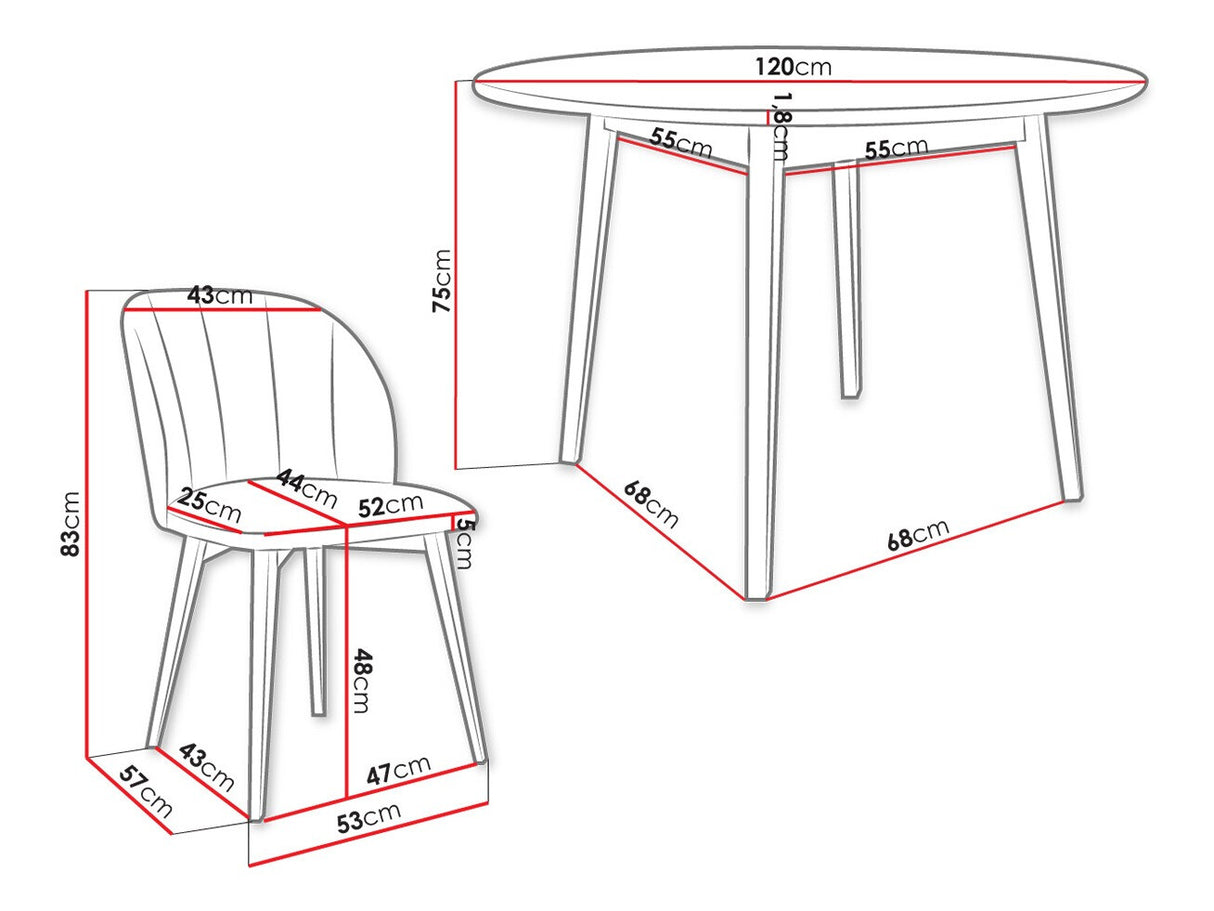 Étkezőgarnitúra Zestaw 04 4xS100 SKANDI FI, Szék színe: Fekete + Magic Velvet 2250, Asztal színe: Barna
