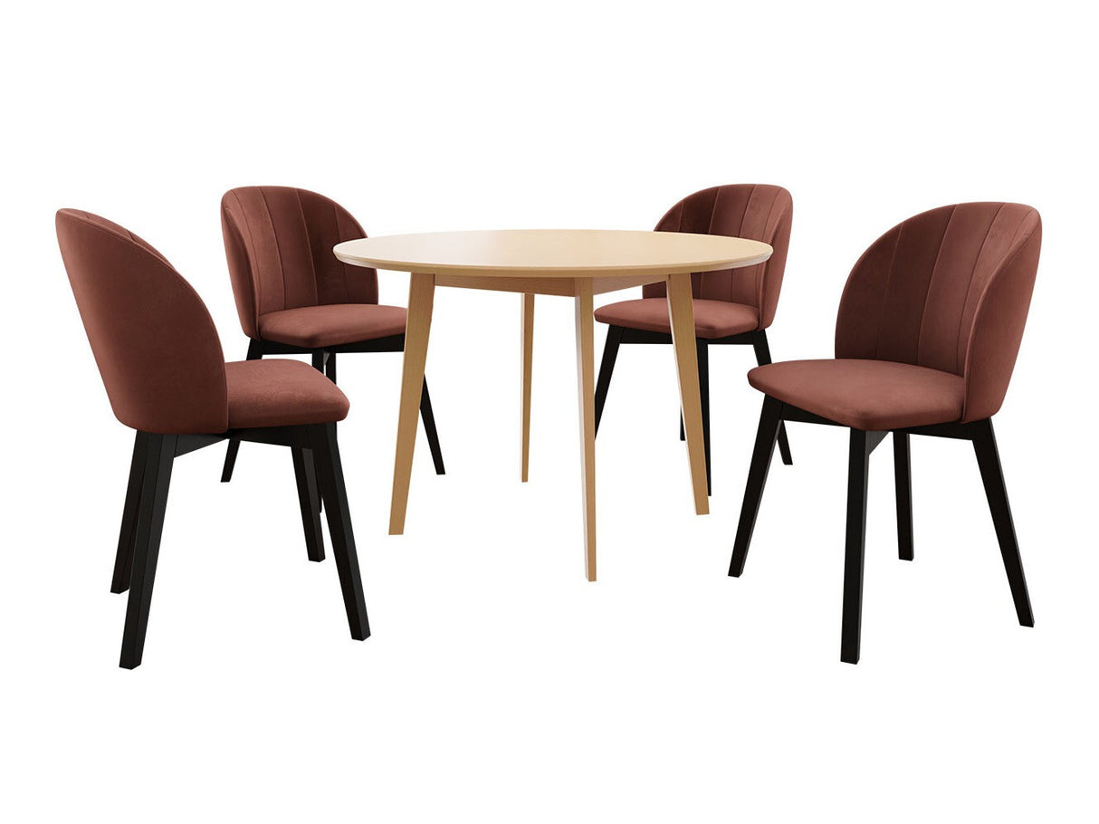 Étkezőgarnitúra Zestaw 04 4xS100 SKANDI FI, Szék színe: Fekete + Magic Velvet 2258, Asztal színe: Barna