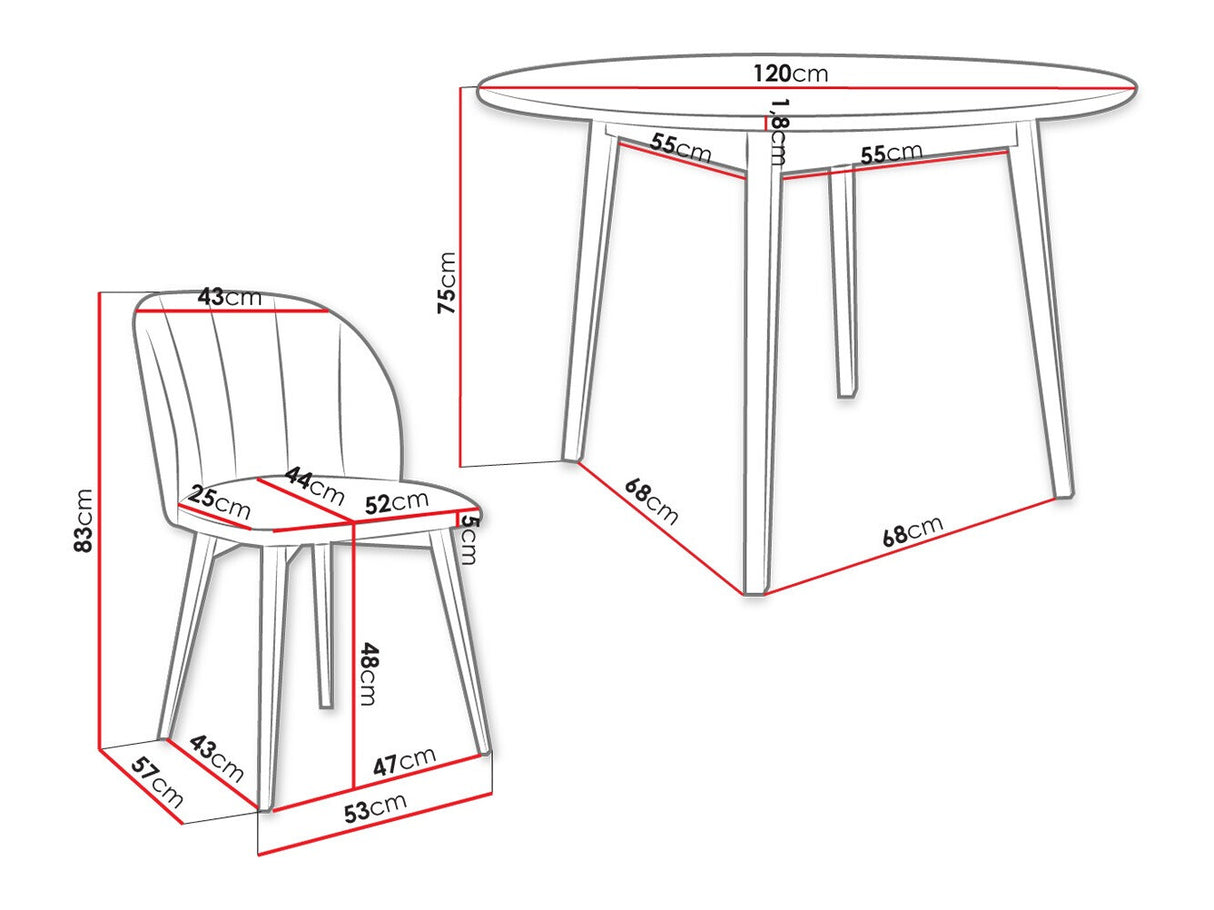 Étkezőgarnitúra Zestaw 04 4xS100 SKANDI FI, Szék színe: Fekete + Magic Velvet 2258, Asztal színe: Barna