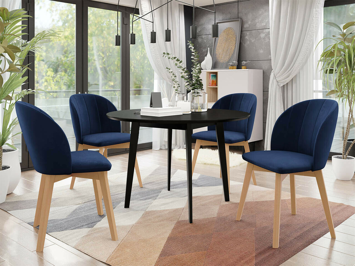 Étkezőgarnitúra Zestaw 04 4xS100 SKANDI FI, Szék színe: Barna + Magic Velvet 2216, Asztal színe: Fekete