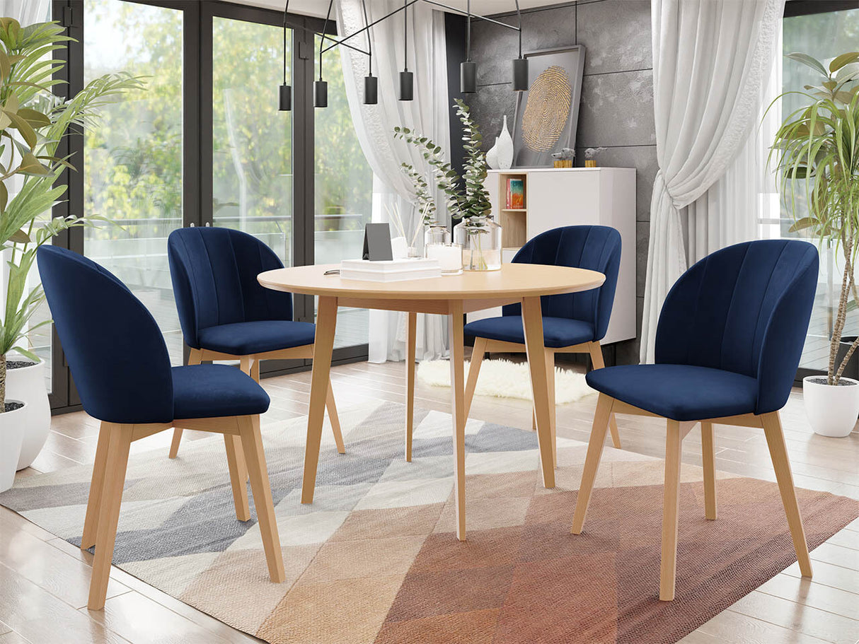 Étkezőgarnitúra Zestaw 04 4xS100 SKANDI FI, Szék színe: Barna + Magic Velvet 2216, Asztal színe: Barna