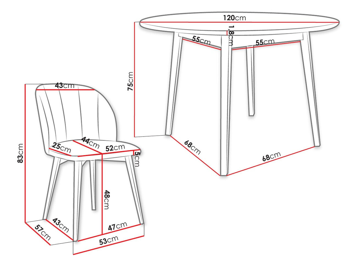 Étkezőgarnitúra Zestaw 04 4xS100 SKANDI FI, Szék színe: Barna + Magic Velvet 2217, Asztal színe: Fekete