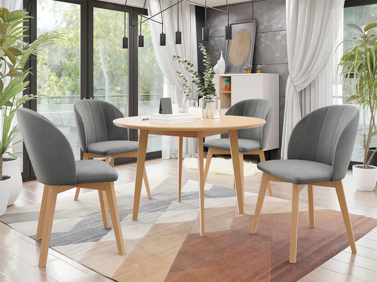 Étkezőgarnitúra Zestaw 04 4xS100 SKANDI FI, Szék színe: Barna + Magic Velvet 2217, Asztal színe: Barna