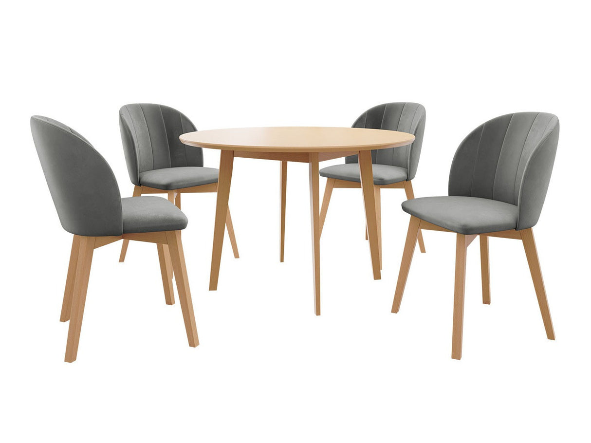 Étkezőgarnitúra Zestaw 04 4xS100 SKANDI FI, Szék színe: Barna + Magic Velvet 2217, Asztal színe: Barna