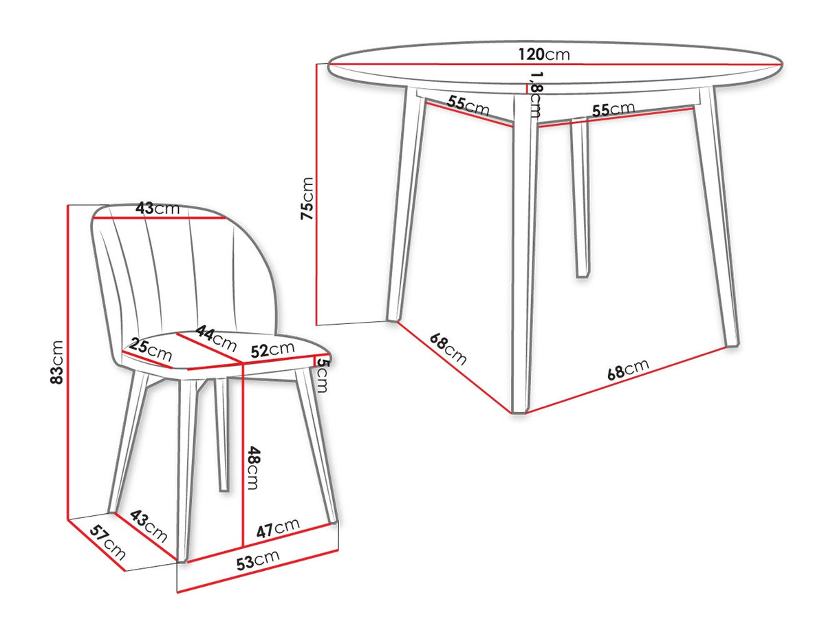 Étkezőgarnitúra Zestaw 04 4xS100 SKANDI FI, Szék színe: Barna + Magic Velvet 2219, Asztal színe: Fekete