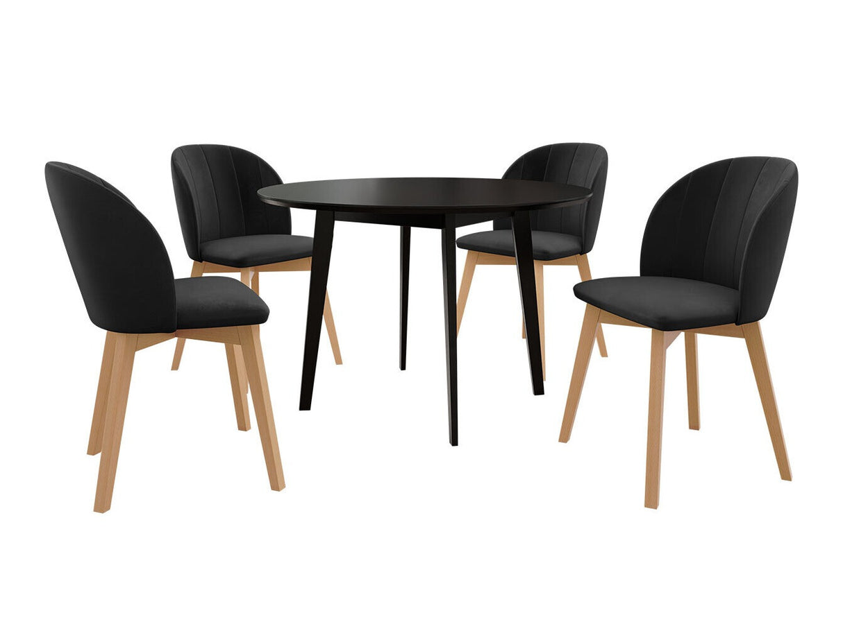 Étkezőgarnitúra Zestaw 04 4xS100 SKANDI FI, Szék színe: Barna + Magic Velvet 2219, Asztal színe: Fekete