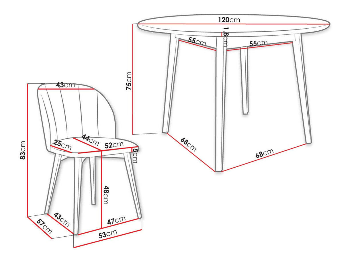 Étkezőgarnitúra Zestaw 04 4xS100 SKANDI FI, Szék színe: Barna + Magic Velvet 2219, Asztal színe: Barna