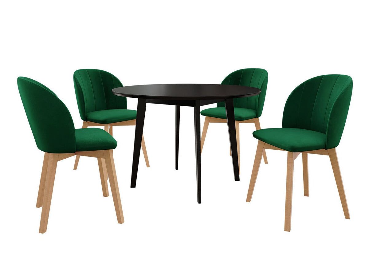 Étkezőgarnitúra Zestaw 04 4xS100 SKANDI FI, Szék színe: Barna + Magic Velvet 2225, Asztal színe: Fekete