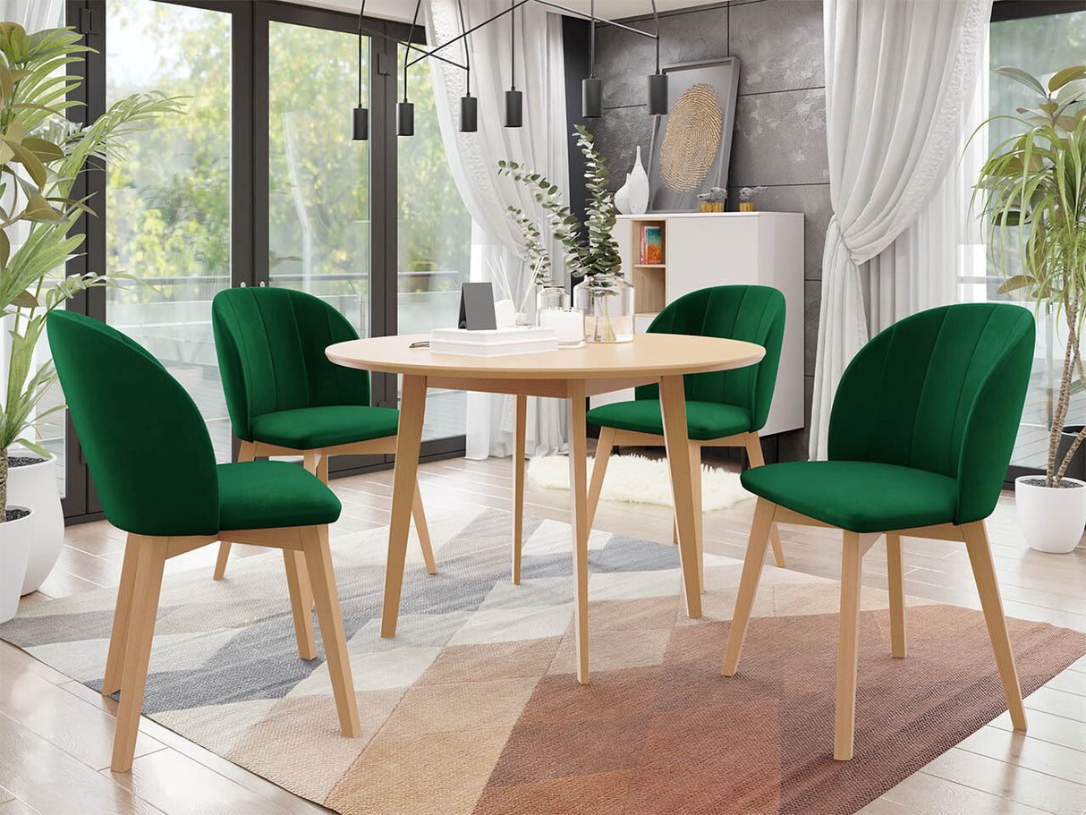 Étkezőgarnitúra Zestaw 04 4xS100 SKANDI FI, Szék színe: Barna + Magic Velvet 2225, Asztal színe: Barna