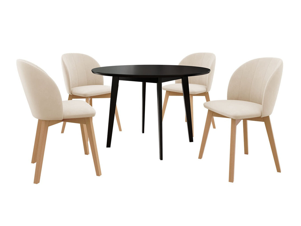 Étkezőgarnitúra Zestaw 04 4xS100 SKANDI FI, Szék színe: Barna + Magic Velvet 2250, Asztal színe: Fekete
