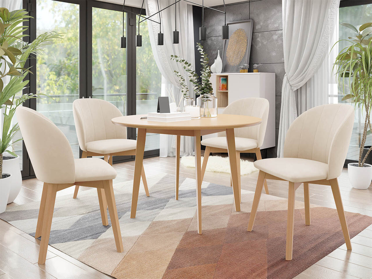 Étkezőgarnitúra Zestaw 04 4xS100 SKANDI FI, Szék színe: Barna + Magic Velvet 2250, Asztal színe: Barna