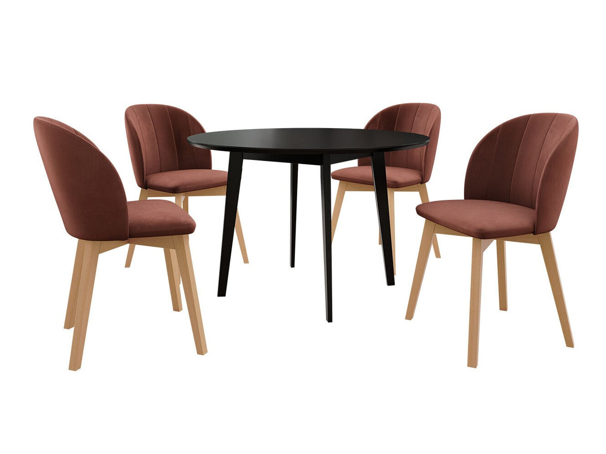 Étkezőgarnitúra Zestaw 04 4xS100 SKANDI FI, Szék színe: Barna + Magic Velvet 2258, Asztal színe: Fekete