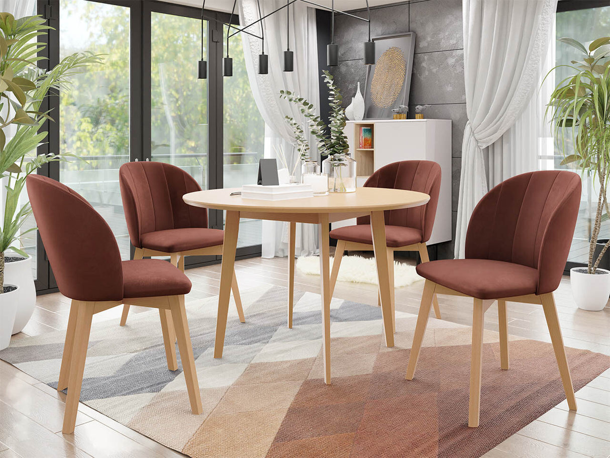 Étkezőgarnitúra Zestaw 04 4xS100 SKANDI FI, Szék színe: Barna + Magic Velvet 2258, Asztal színe: Barna