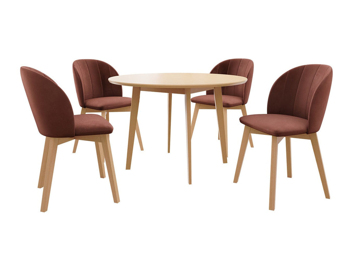 Étkezőgarnitúra Zestaw 04 4xS100 SKANDI FI, Szék színe: Barna + Magic Velvet 2258, Asztal színe: Barna