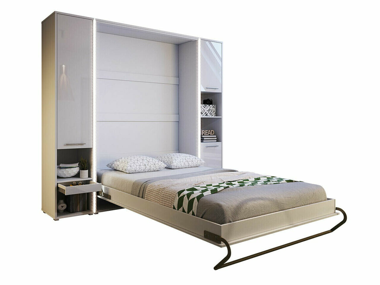 Bútorkészlet Concept Pro I, Szín: Fényes fehér + Fehér, Alvó felület mérete: 90 x 200 cm