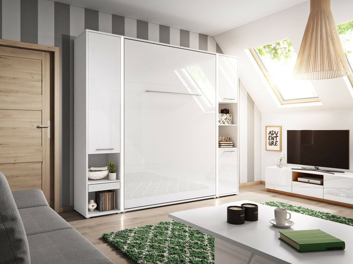 Bútorkészlet Concept Pro I, Szín: Fényes fehér + Fehér, Alvó felület mérete: 120 x 200 cm