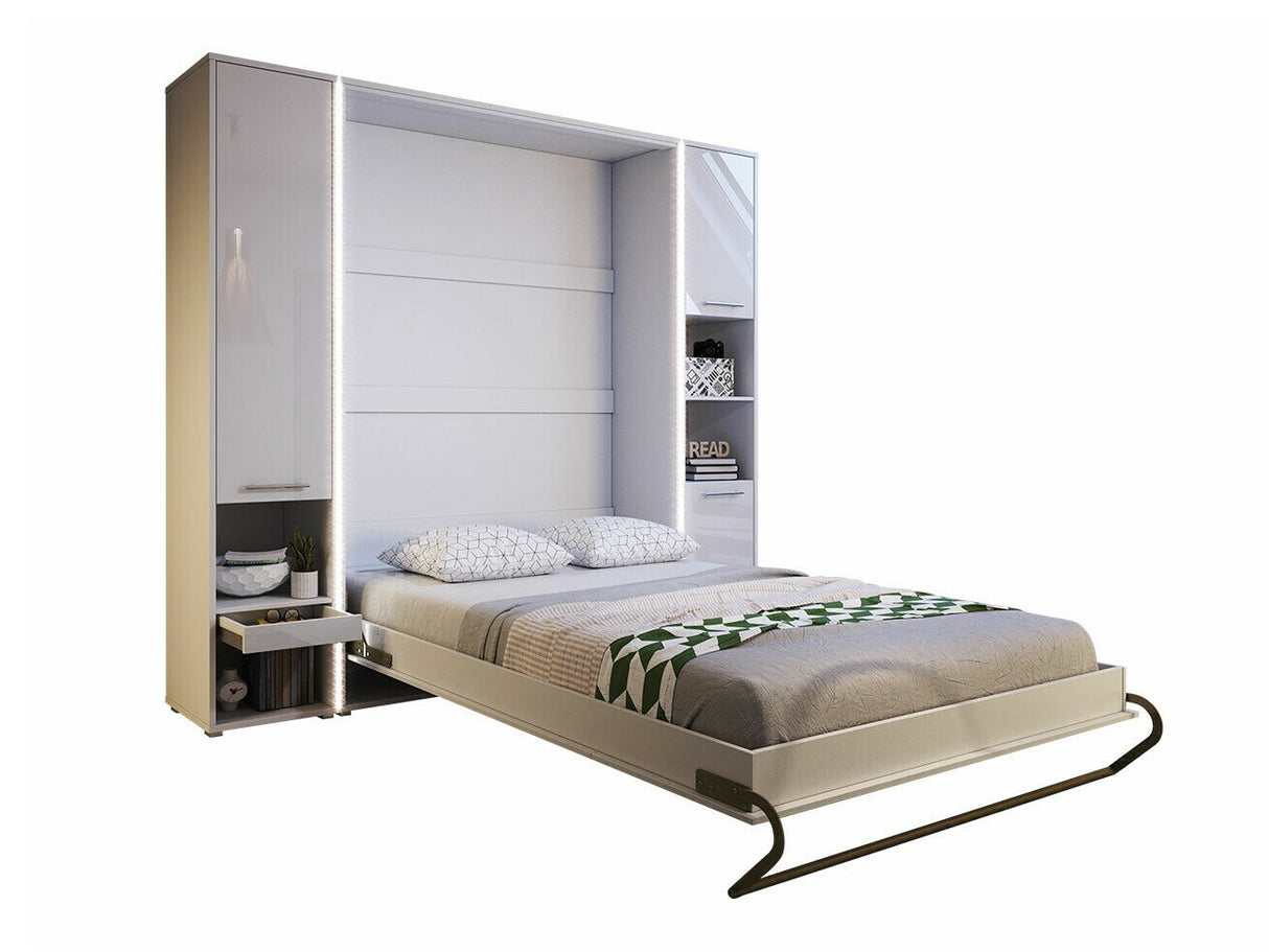 Bútorkészlet Concept Pro I, Szín: Fényes fehér + Fehér, Alvó felület mérete: 140 x 200 cm