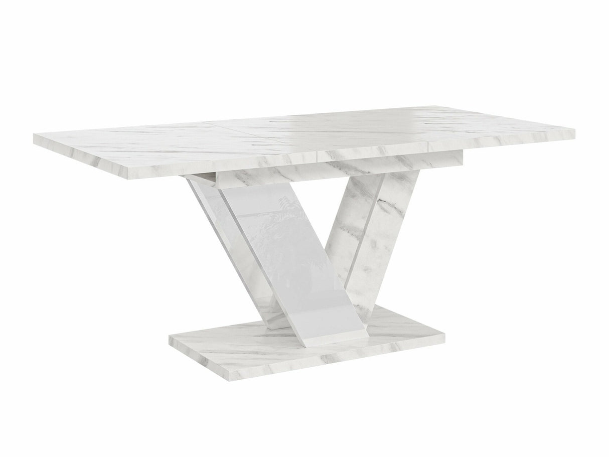 Asztal Stół DUBAI Marmur Bianco + Biały połysk (Fehér márvány)