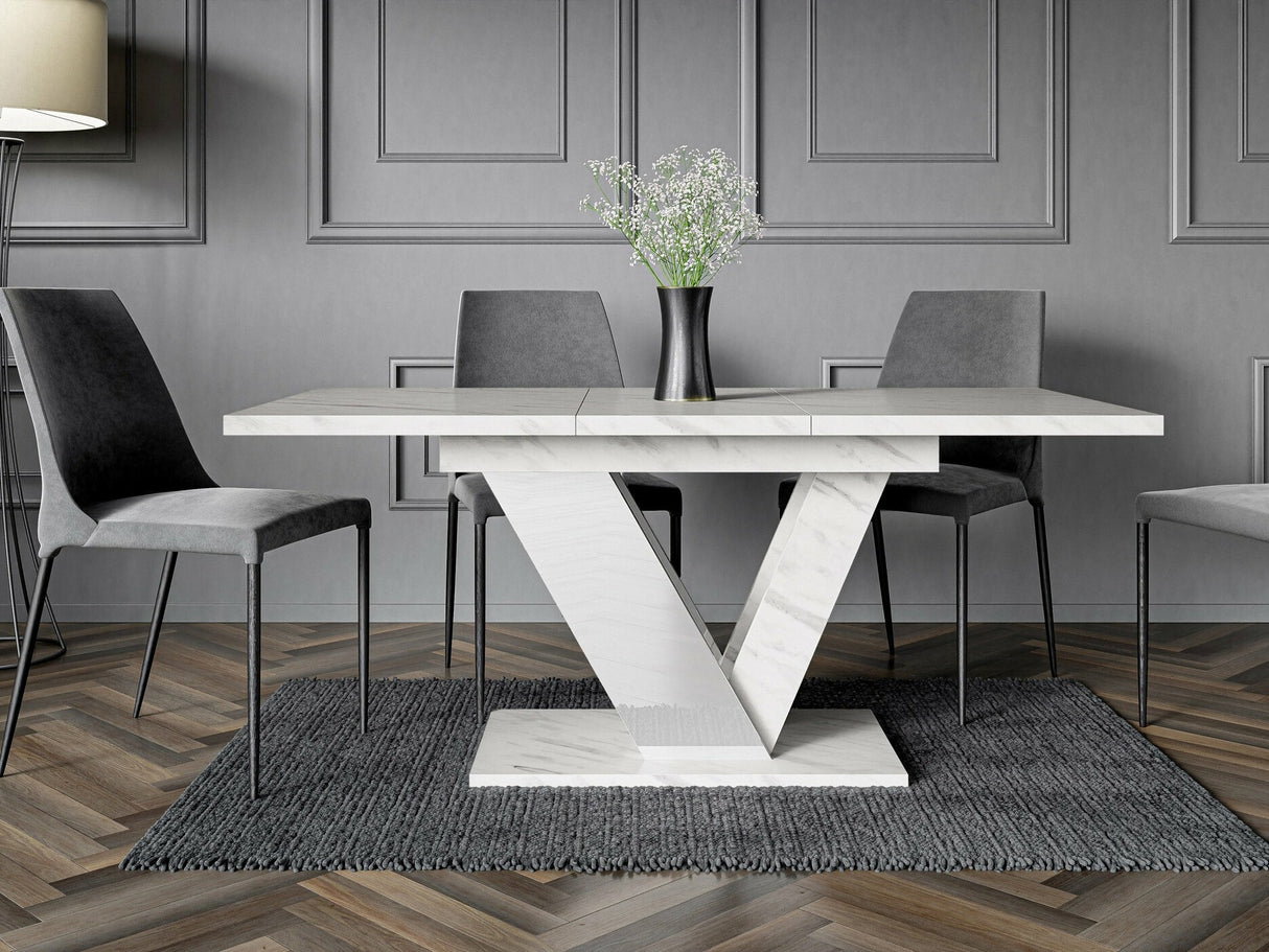 Asztal Stół DUBAI Marmur Bianco + Biały połysk (Fehér márvány)