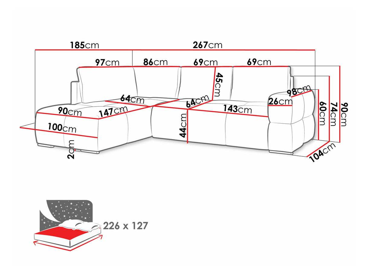 Sarokkanapé Narożnik TAREMI, Szín: Artico Körtel