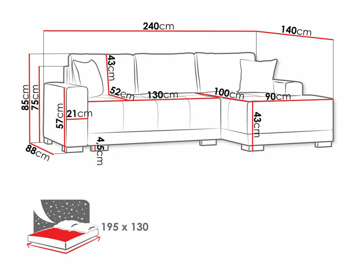 Sarokkanapé Dallas (Melan) II, Változatok: Balos, Szín: Alova 07 + Alova 68