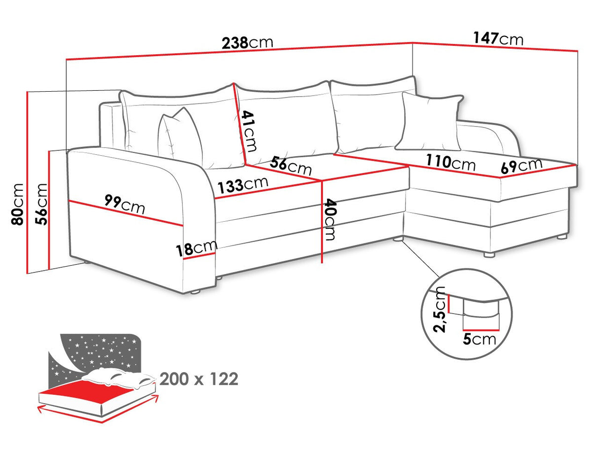 Sarokkanapé Kris (Dalmir Lux), Szín: Florida 01 + Rain 14