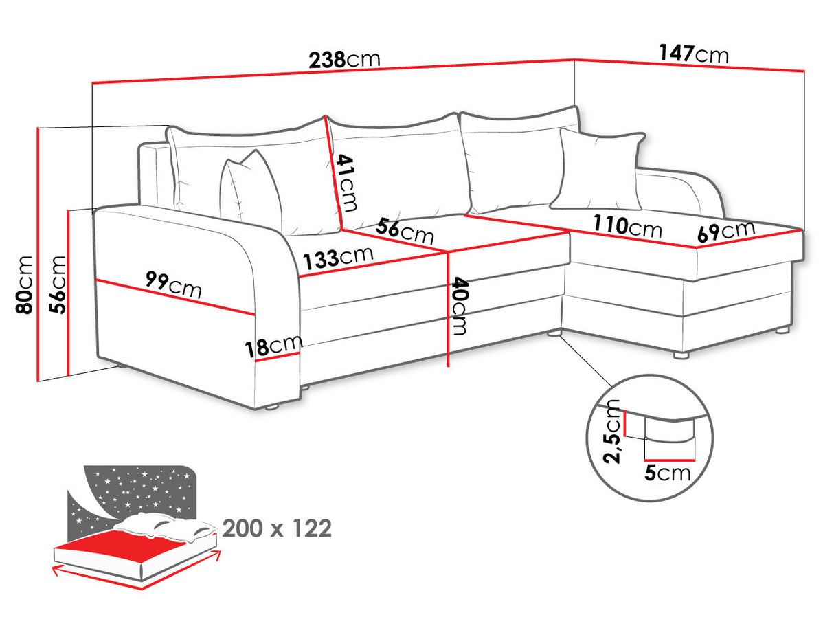 Sarokkanapé Kris (Dalmir Lux), Szín: Florida 01 + Rain 01