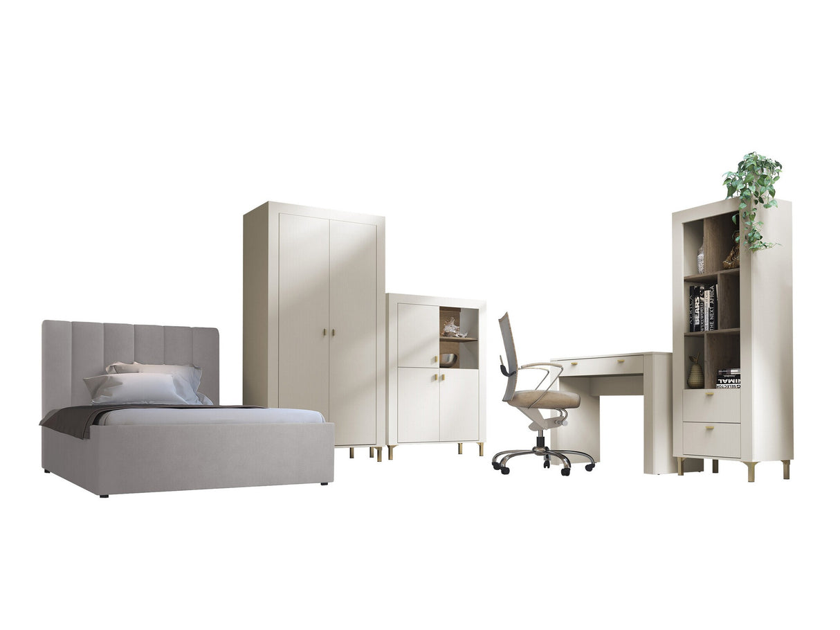 Hálószoba garnitúra Meble MOSSA II, A héjbútorok színe: Kasmír, Led világítás: Nem, Ágykeret színe: Cloud 82