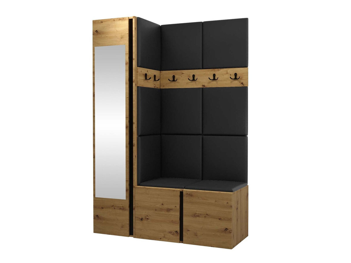 Előszoba garnitúra ORION X (Tavasz X), Keret színe: Artisan tölgy, Puha falpanel színe: Öko bőr Soft 011