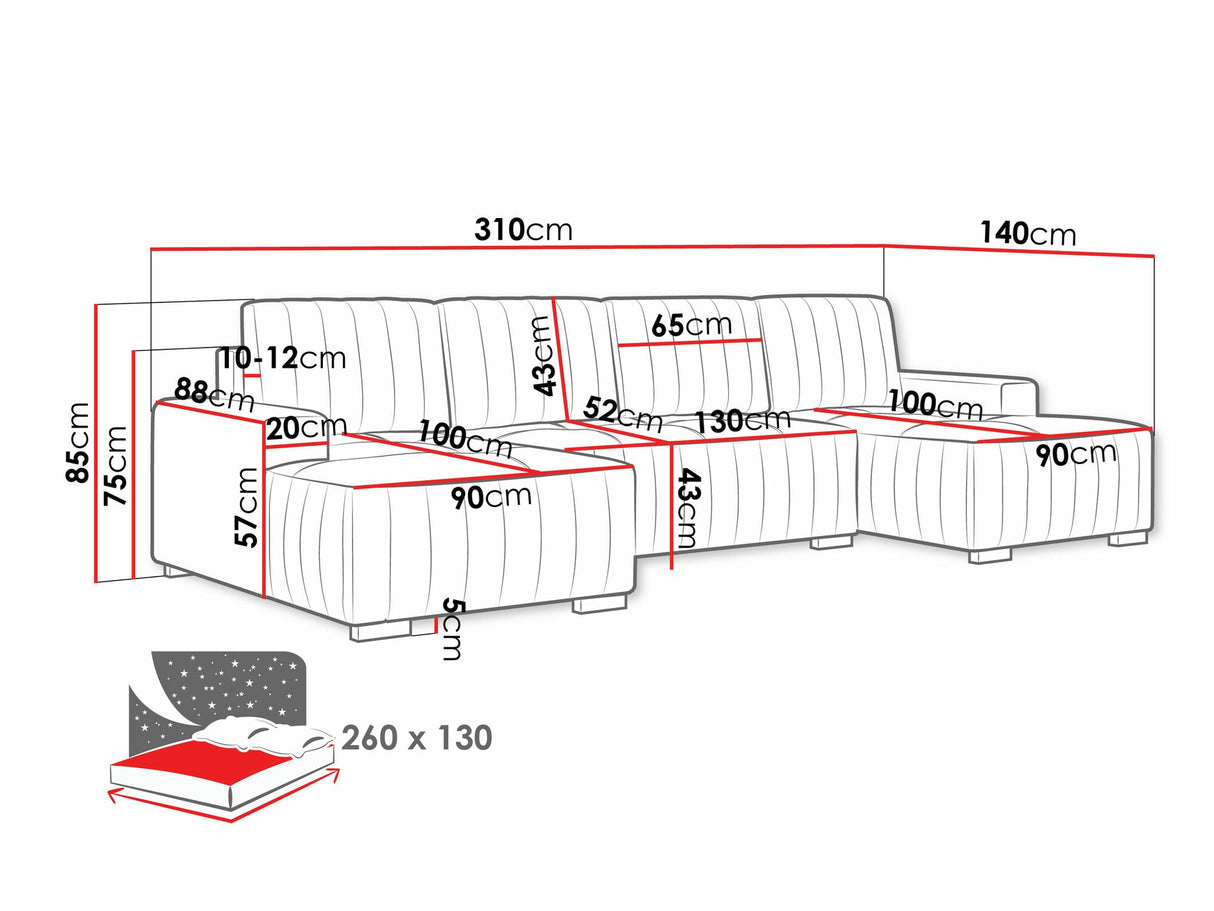 Sarokkanapé Narożnik HUGO U, Szín: Manila 02